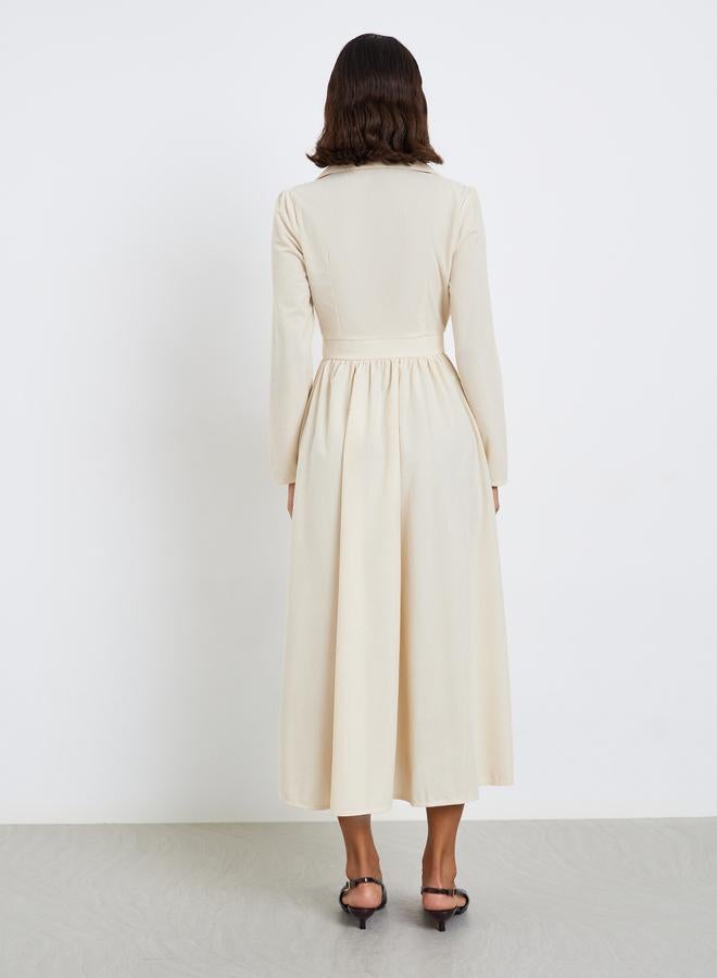 ستايلي فستان بليزر ميدي بأكمام طويلة وياقة كريمية - Image 5